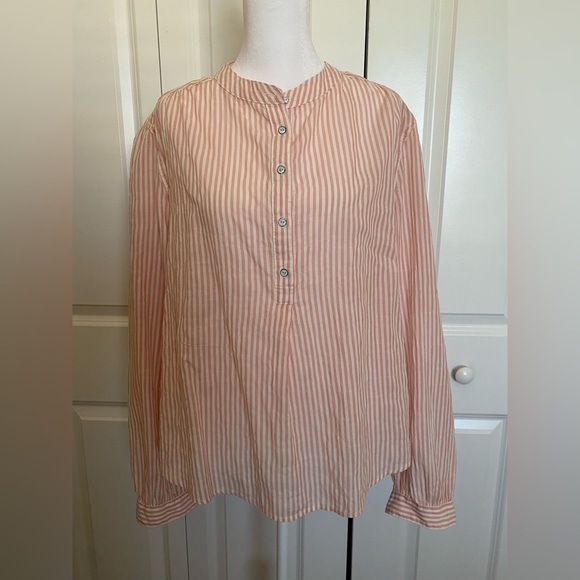 rag & bone Tops - Rag & Bone Peach and White Striped Shirt Size Large